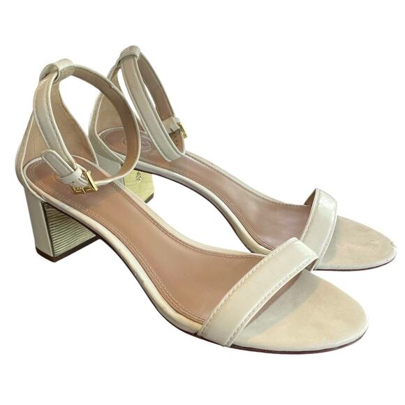 Tory Burch Cecile Ankle Strap Mid Heel Sandals White Size 10 Formal Elegant - Picture 4 of 15